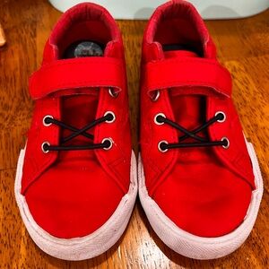 Polo Ralph Lauren Edmund II Shoes Toddler Size 10 Red White Hook & Loop Sneakers